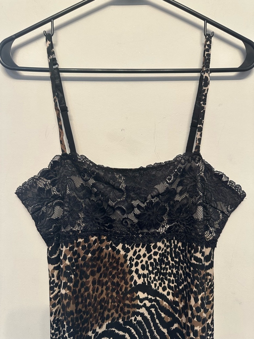 Vintage Y2K Era George Black and Brown Animal Print Lace-Trim Slip Small - Picture 3 of 7